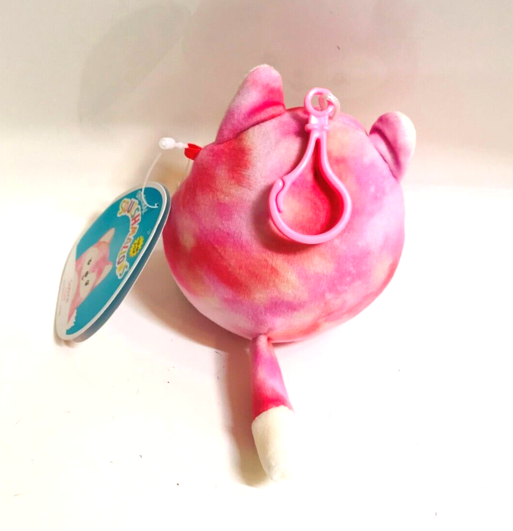 Squishmallows 3” Sabine the Pink Tye-Dye Fox Clip-on Keychain
