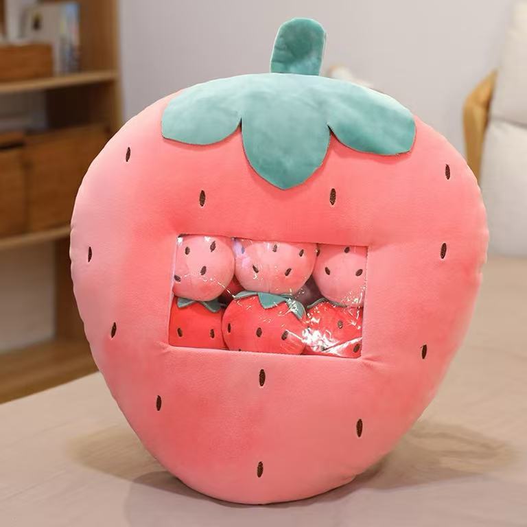 AiJoyTop Bag of Strawberries Pillow