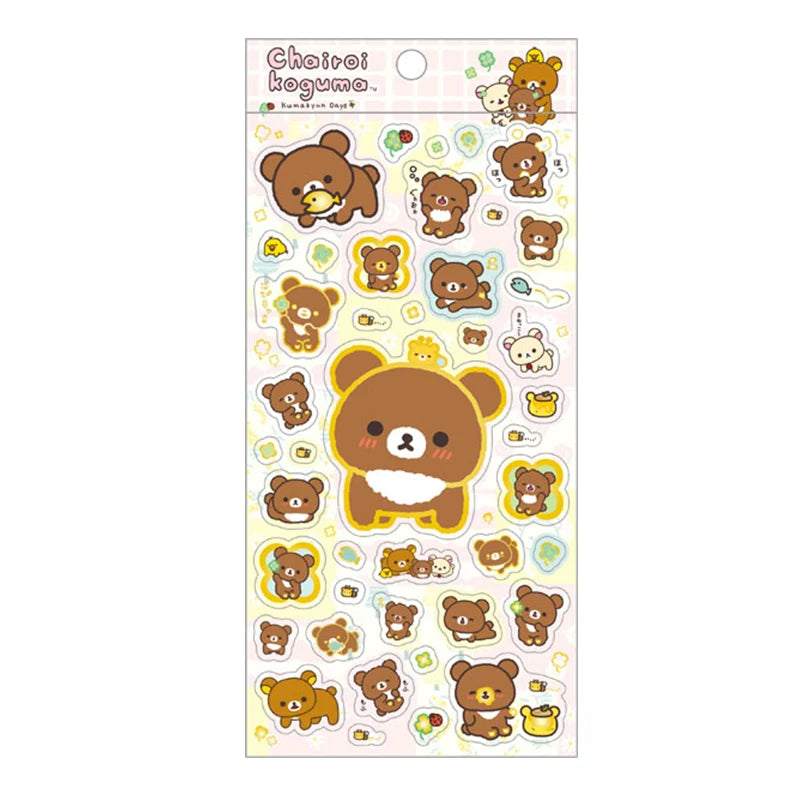 San-X Rilakkuma - Chairokoguma's Kumakyun Days Sticker Set