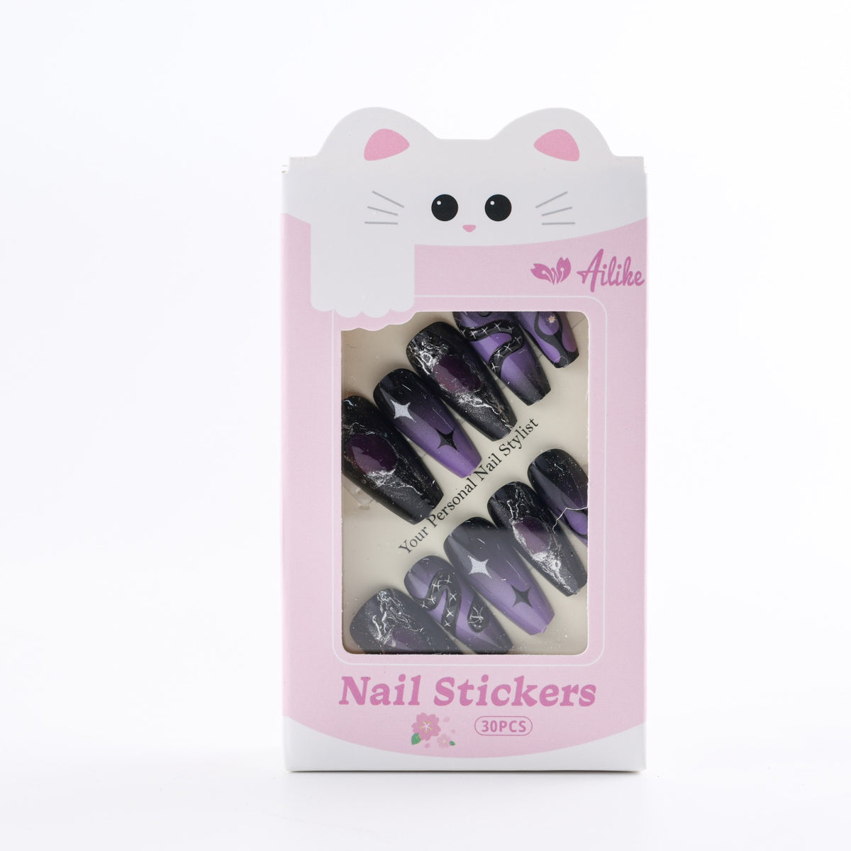 Ailike Nails Art-Purple Flame Gold