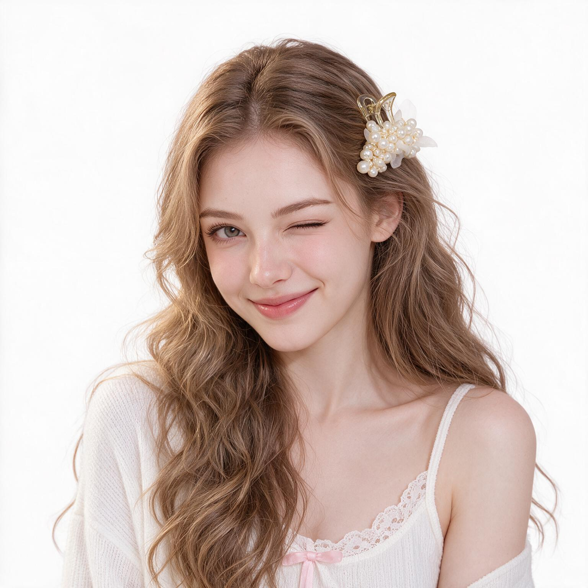 AiLike Pearl Bow Tulie Hair Claw