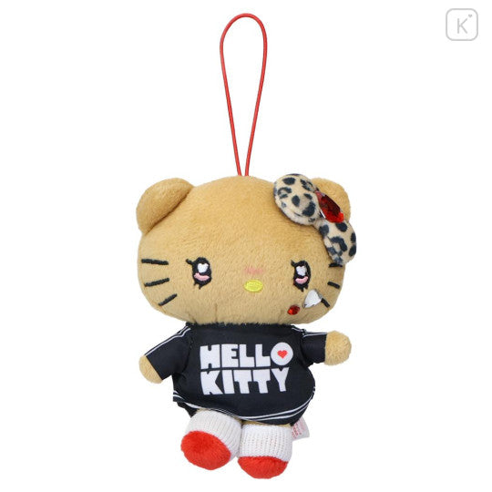Japan Sanrio Petit Mini Mascot Holder - Hello Kitty : Heart Eyes Leopard Tan