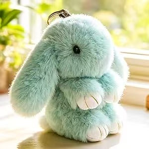 AiJoyTop Medium Lazy Bunny Keychain (Teal)