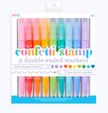 Confetti Stamp Double-Ended Markers- Set of 9