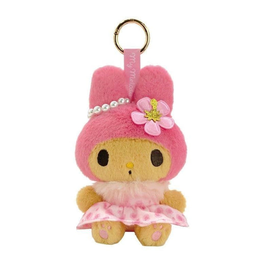 My Melody Pink Cheetah Print Plush Keychain