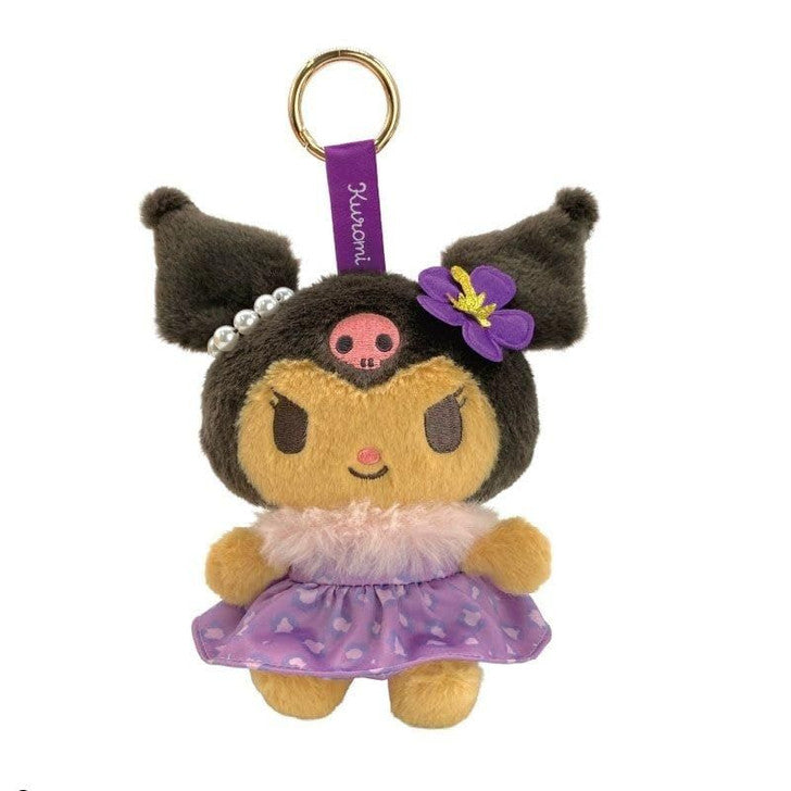 Kuromi Purple Cheetah Print Plush Keychain