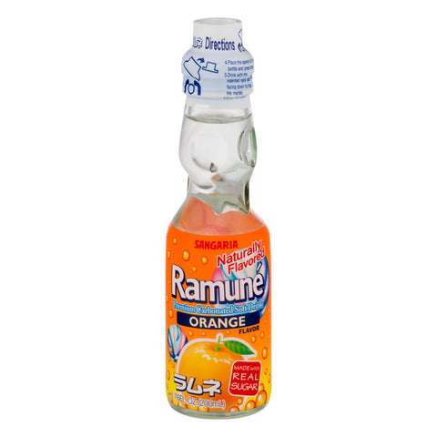 Sangaria Ramune Japanese Carbonated Soft Drink Orange Flavor