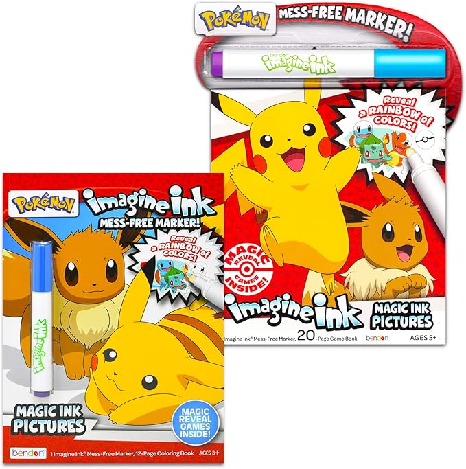 Bendon Imagine Ink Pokemon Magic Ink Pictures and Game Book with Mess Free Marker