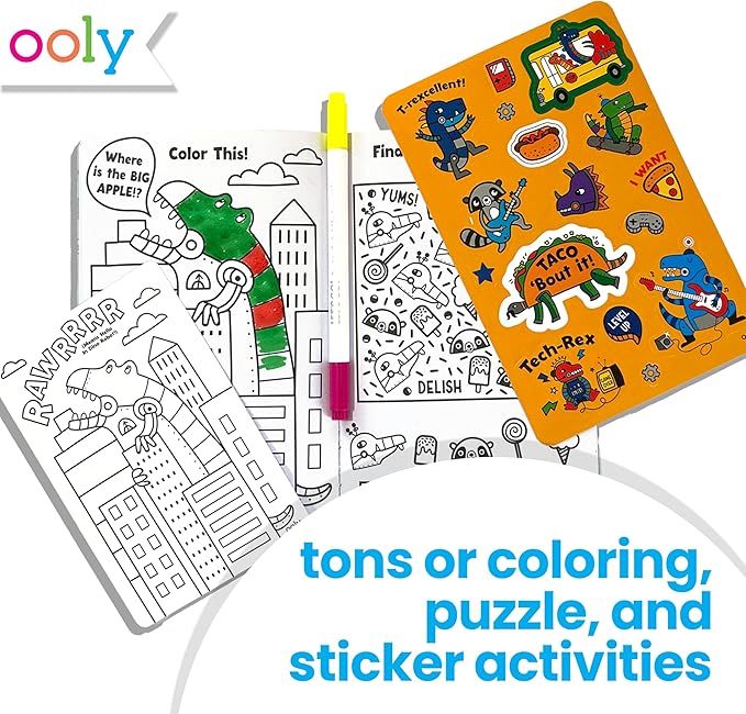 Ooly Let's Go Activity & Coloring Book Kit - Robo Dinosaurs