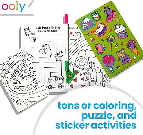 Ooly Let's Go Activity & Coloring Book Kit - Unicorn Candy Town