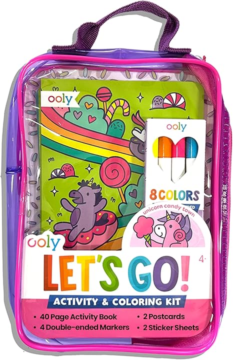 Ooly Let's Go Activity & Coloring Book Kit - Unicorn Candy Town