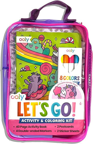 Ooly Let's Go Activity & Coloring Book Kit - Unicorn Candy Town