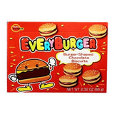 Burger-shaped chocolate filled cookies