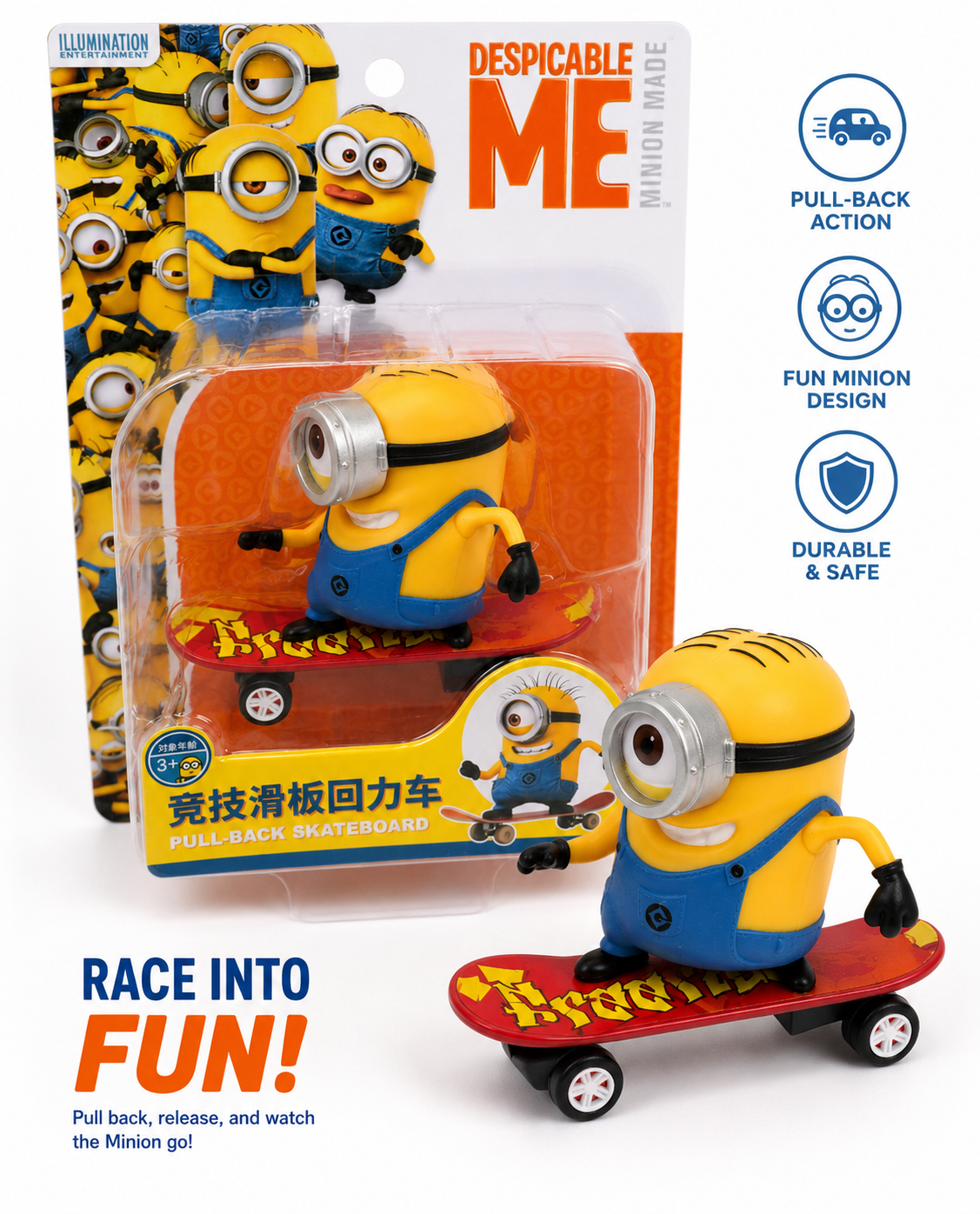 Illuminations Despicable Me Pull-Back Skateboard