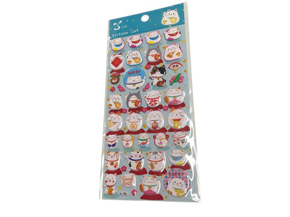 Domed stickers Maneki Neko CAT OF LUCK