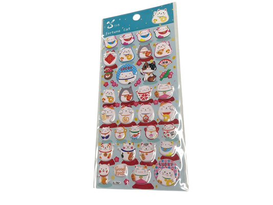 Domed stickers Maneki Neko CAT OF LUCK
