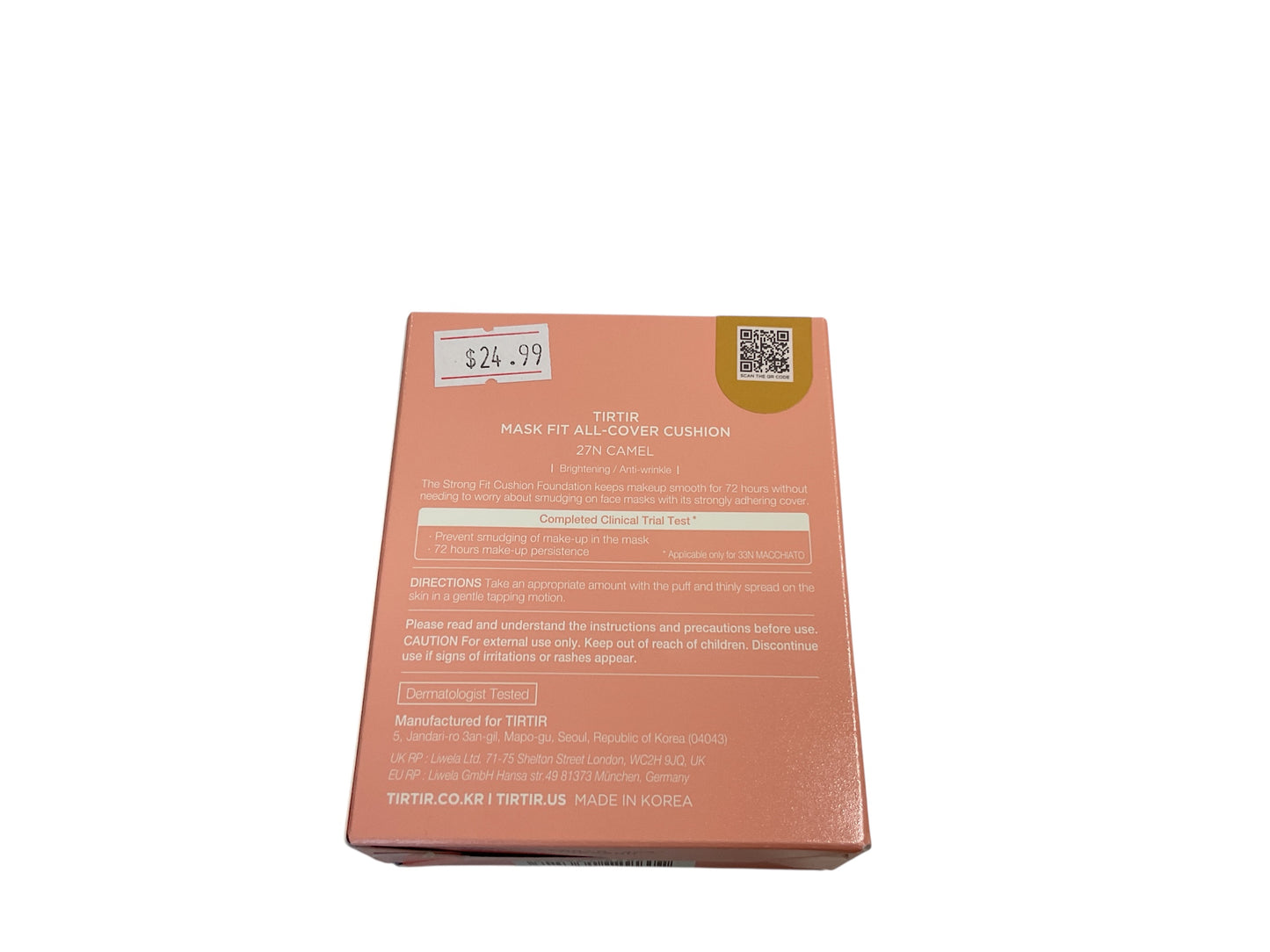 Tirtir Mask Fit All-Cover Cushion 27N Camel(60Ea/Box)