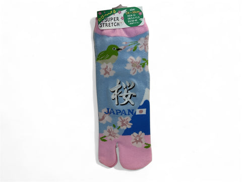 Super Stretch Cherry Blossom Bird Socks 24 - 30 cm