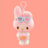 My Melody Blue Heart Glasses Plush Keychain