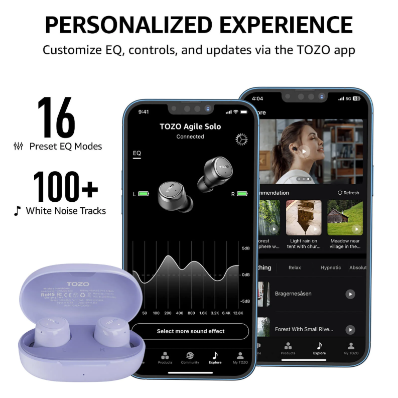 Agile Solo Bluetooth Earbuds Purple