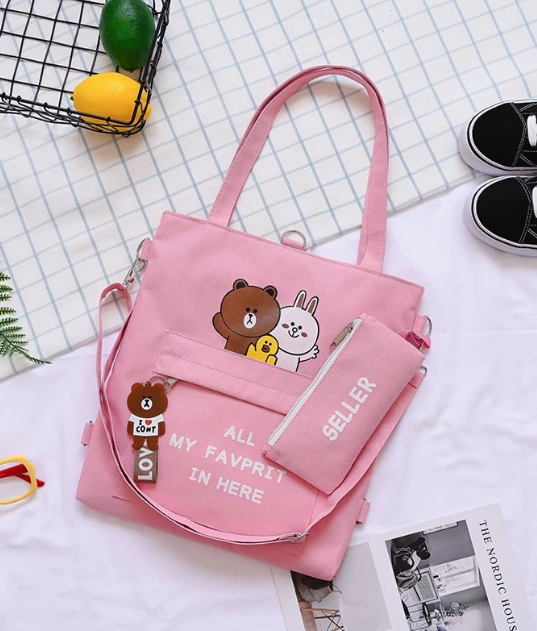 TS Korean 2 in 1 Tote Bags for Women Casual Cute Shoulder Sling Bag