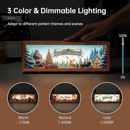 Seasonal Decor Wood Night Light Box