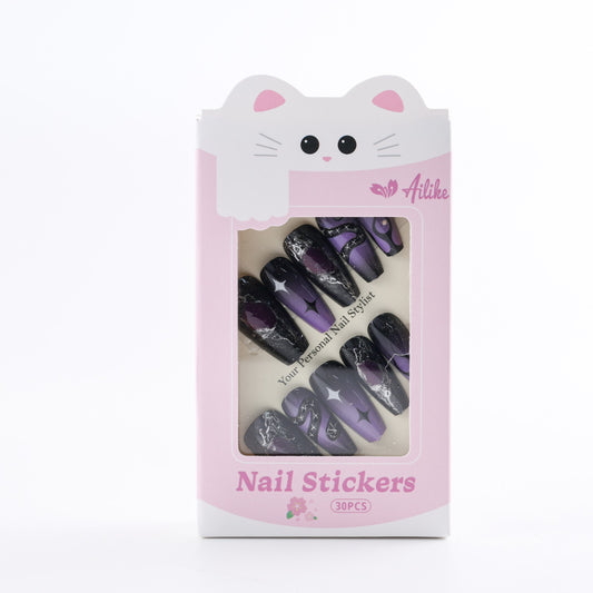 Ailike Nails Art-Purple Flame Gold