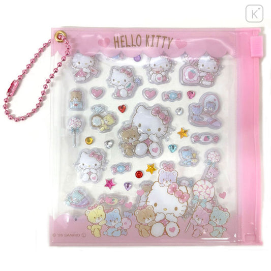 Japan Sanrio Deco Petit Sticker with Clear Case Ball Chain - Hello Kitty & Tiny Chum : Bear 3D