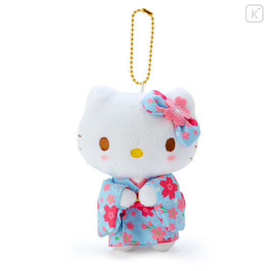 Japan Sanrio Mascot Holder - Hello Kitty : Sakura Kimono Light Blue