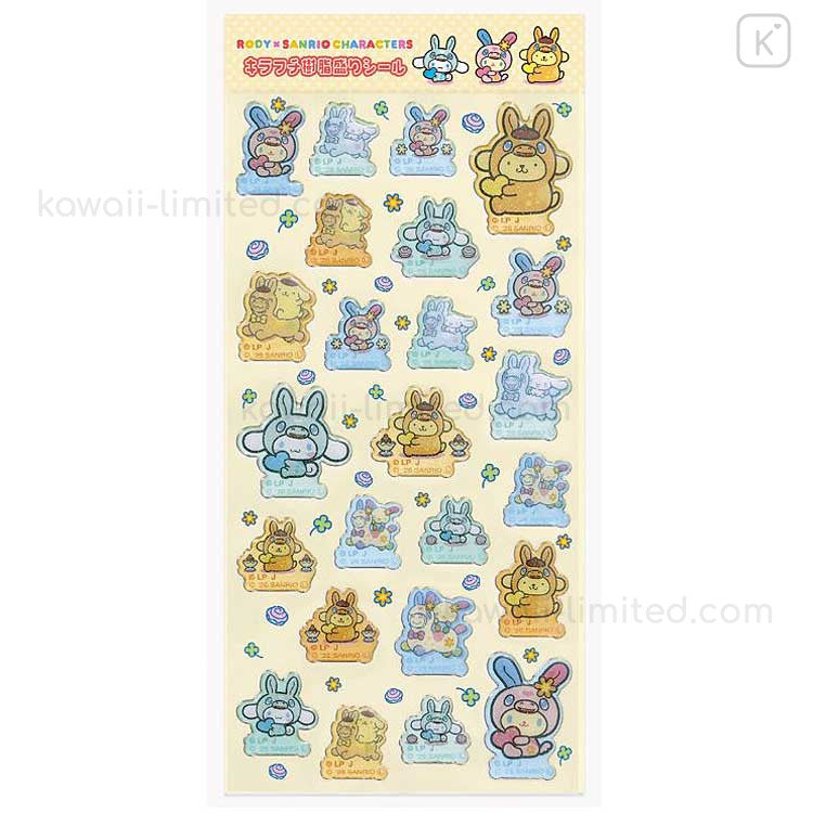 Japan Sanrio × Rody Glitter Resin Sticker - Cinnamoroll & Pompompurin & Usahana